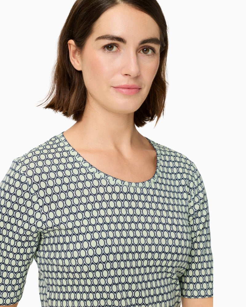 Olsen cotton printed T-shirt round neckline detail – Áines Boutique