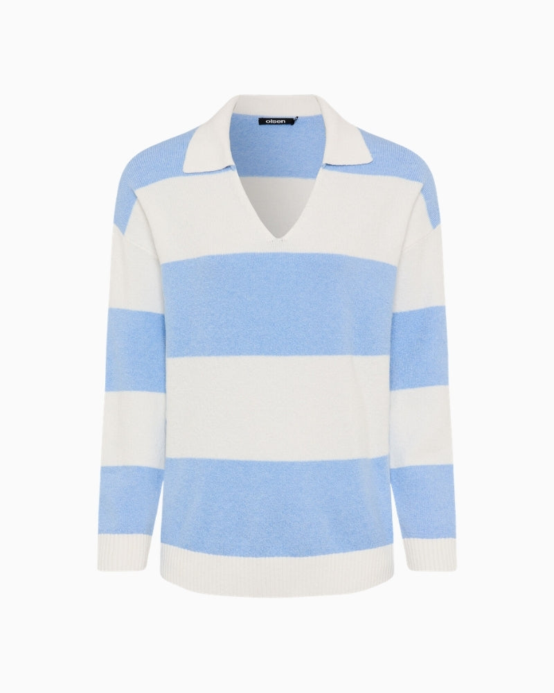 Olsen striped jumper navy and white product back on white background – Áines Boutique