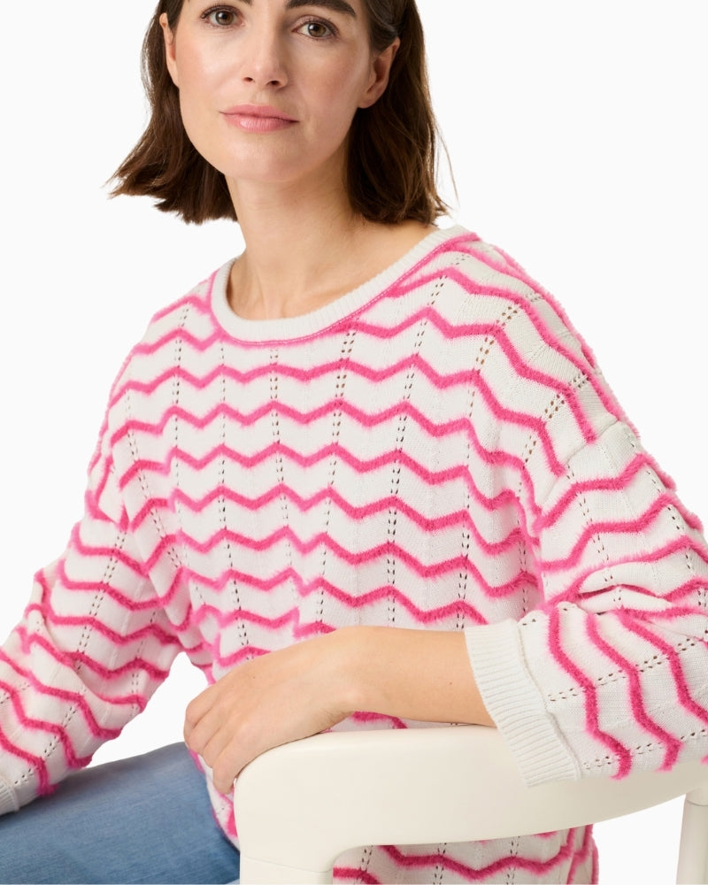 Olsen textured wave pullover side view showing relaxed fit – Áines Boutique