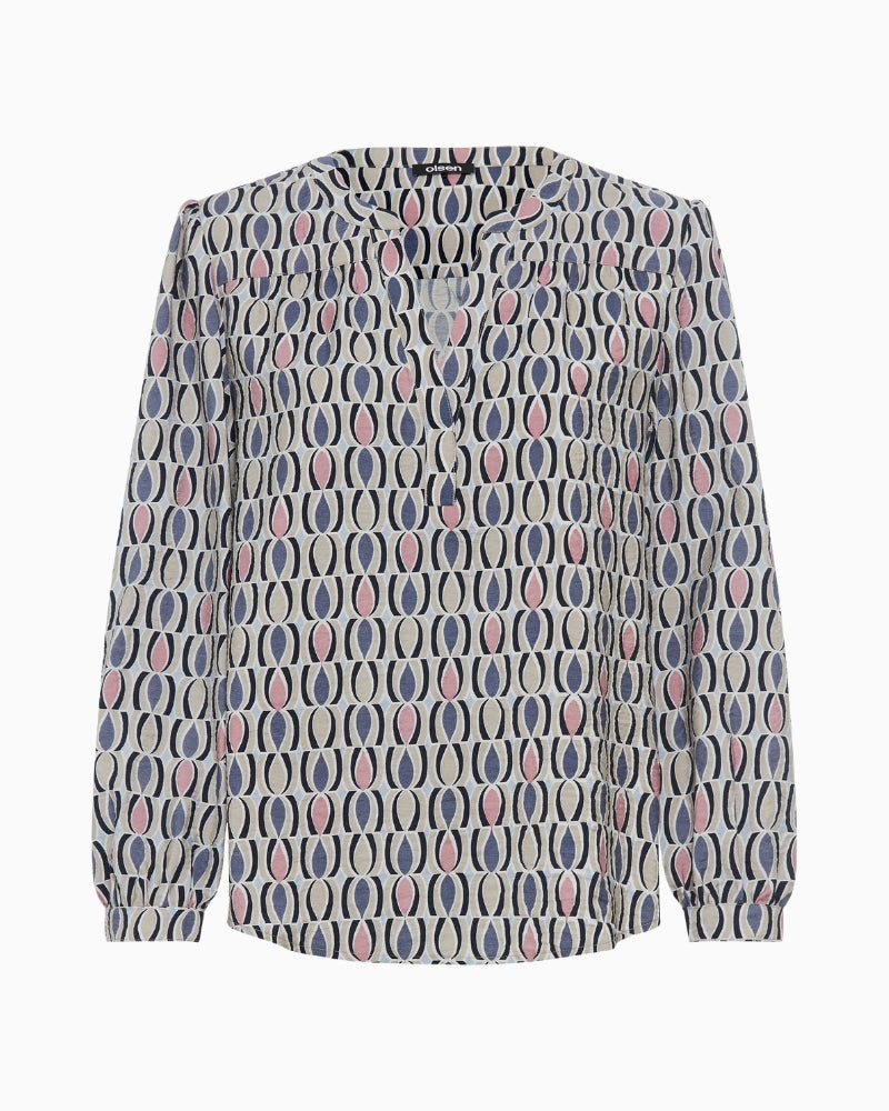 Olsen woven viscose blend blouse with tunic neckline