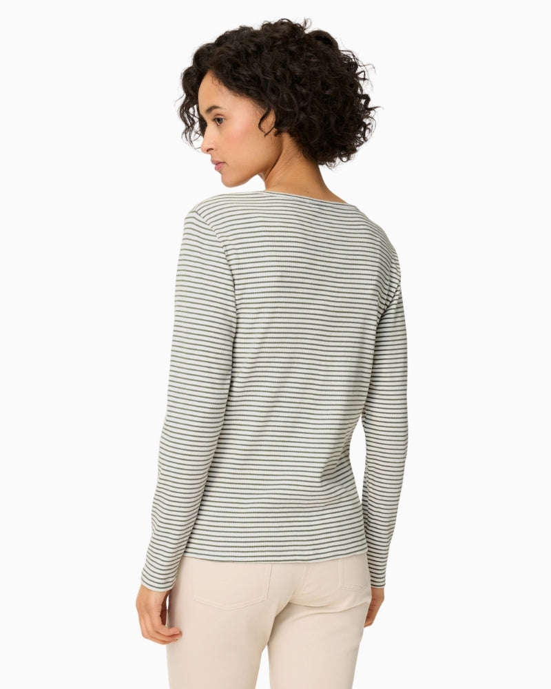 Olsen striped long sleeve T-shirt flat lay back – Áines Boutique