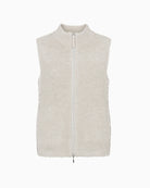 Beige faux fur vest by Olsen with zip front and stand-up collar