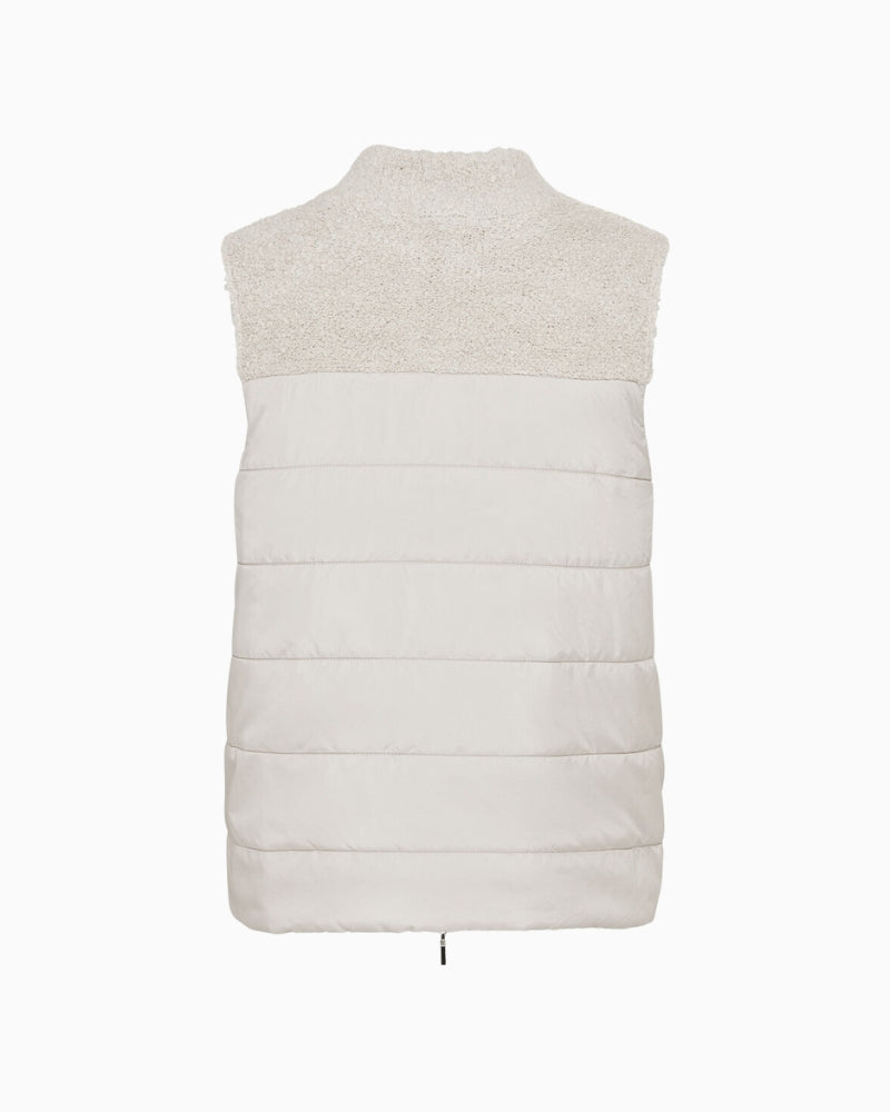 Back view of Olsen gilet showing straight Henny fit and hip length