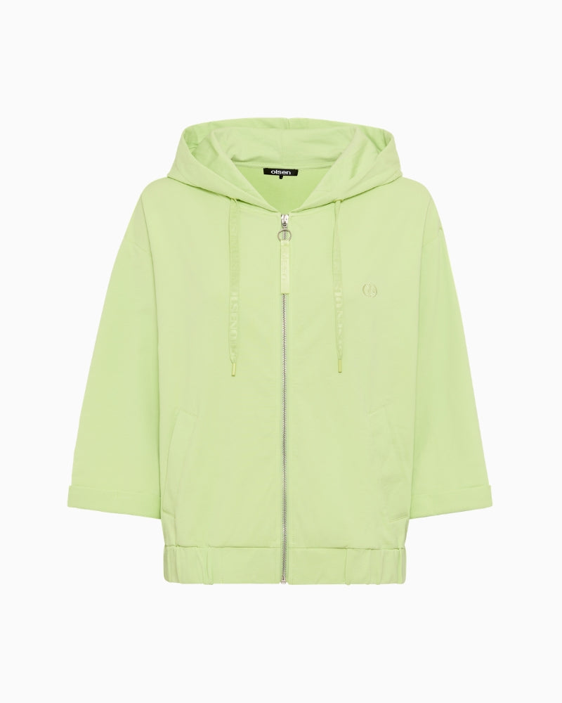 Olsen Cora Jersey Jacket lime front view zip closure