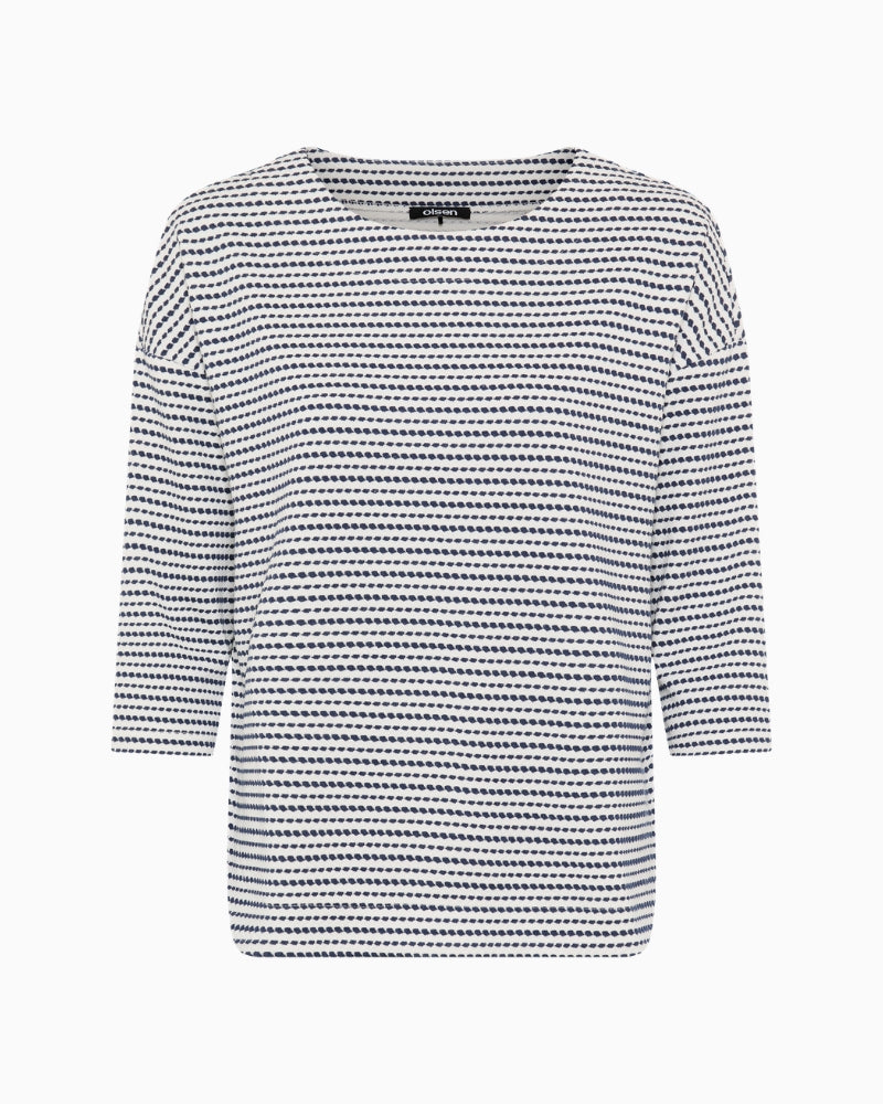 Olsen Cora Stripe Jersey Top ink blue front view