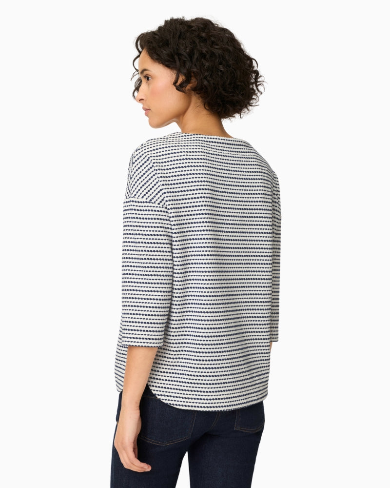 Olsen Cora Stripe Jersey Top ink blue back view