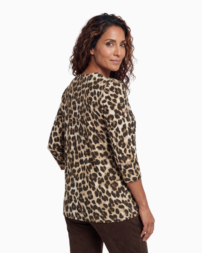 Olsen Edda Printed T-Shirt in Leopard back view