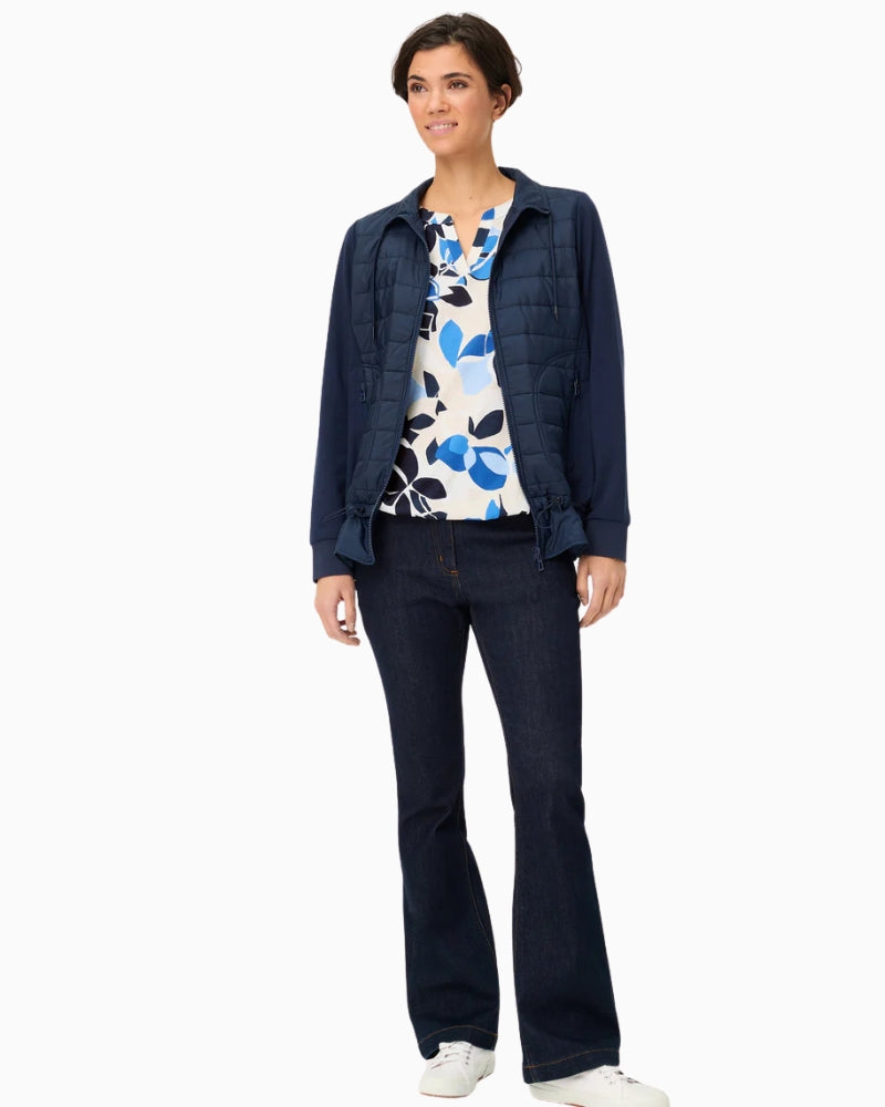 Olsen Graphic Floral Split Neck T Shirt split neckline detail