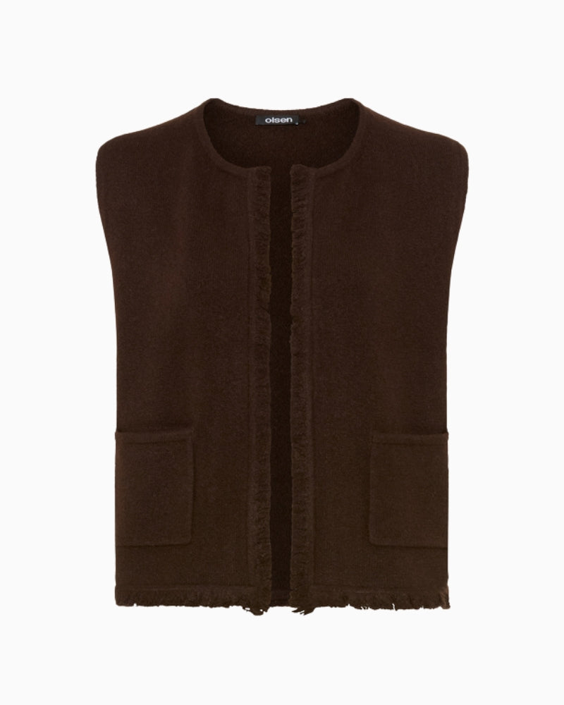 Olsen Henny Boho Vest in brown front view
