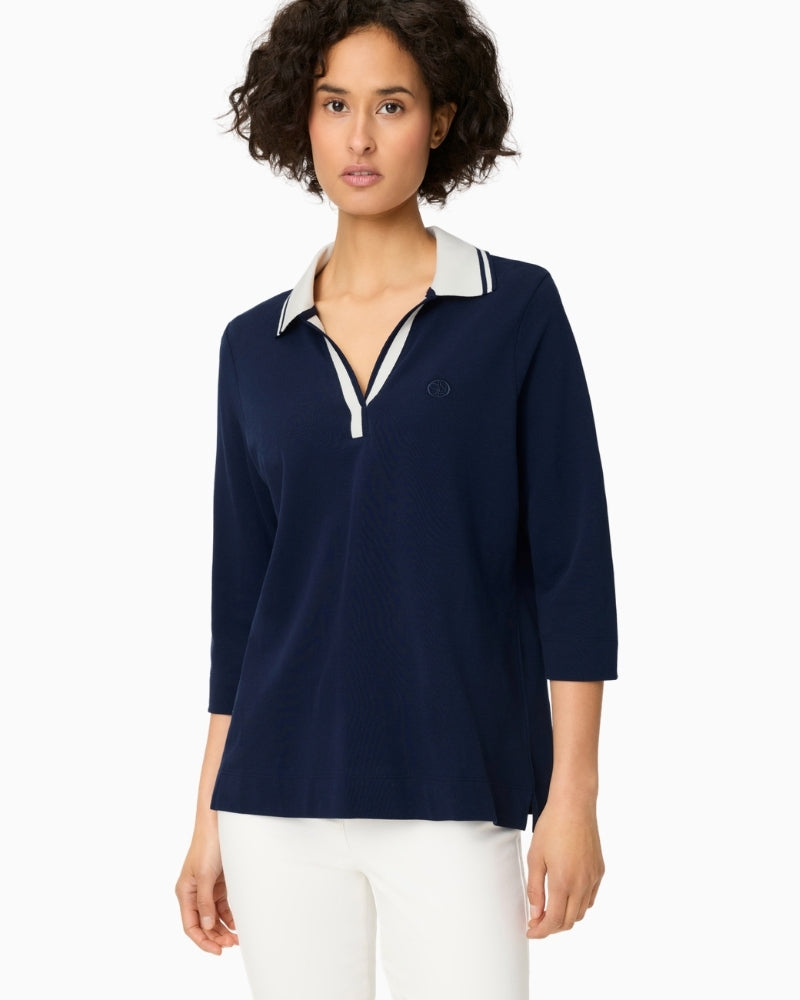 Olsen Ink Blue Polo Shirt front view