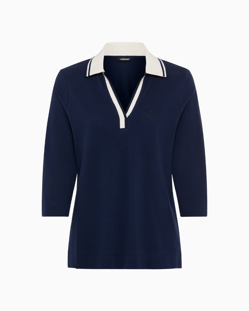 Olsen Ink Blue Polo Shirt front view