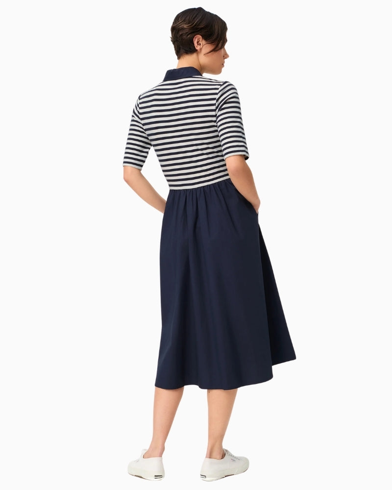 Olsen Mixed Media Polo Dress A-line skirt detail