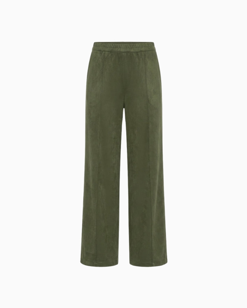 Olsen Mona Straight Casual Trousers in khaki front view