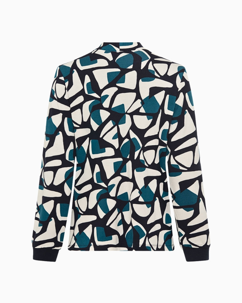 Back view of Olsen Hannah fit printed top styled casually