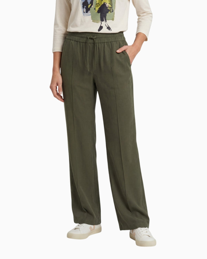 Olsen Wide Leg Trousers in Khaki front view