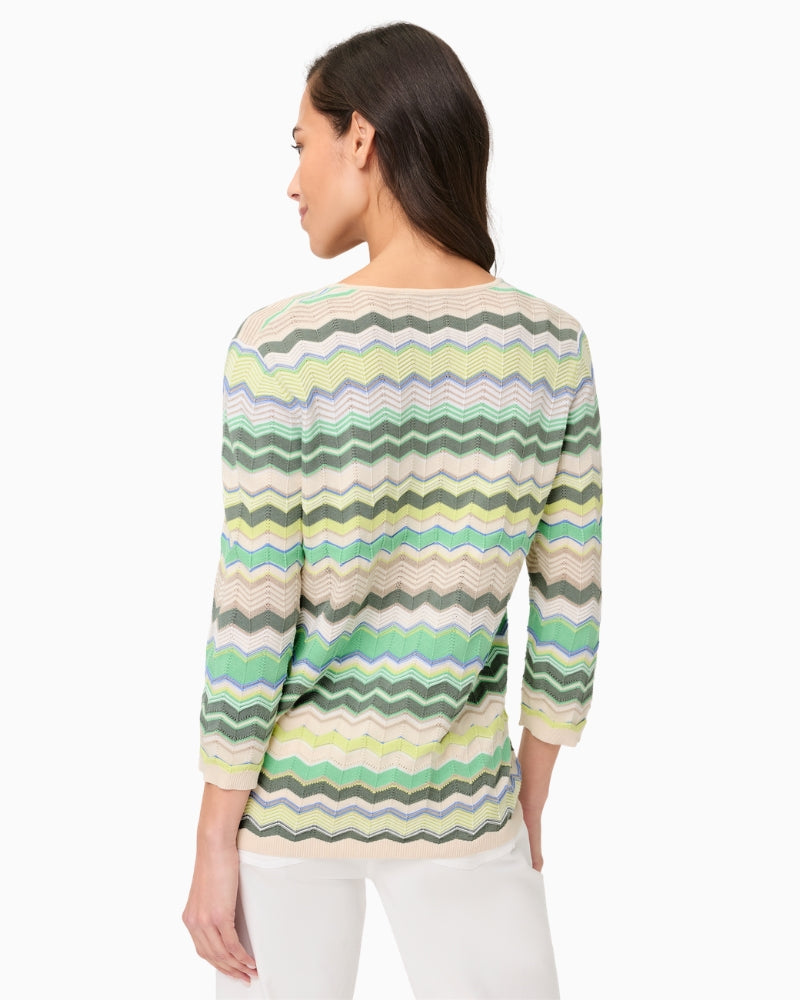 Olsen pullover long sleeves green stripe back view