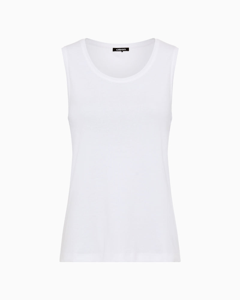 Olsen sleeveless cotton top white front view