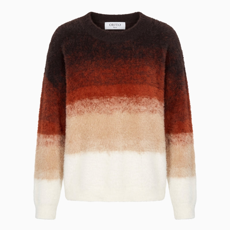 Orfeo Paris Josepha Jumper in brown with contrasting colour-block design front view