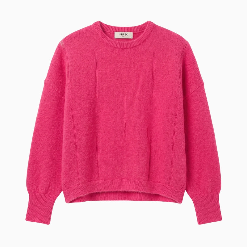 Orfeo Paris Rania Jumper in rose front view with vertical stitch detailing