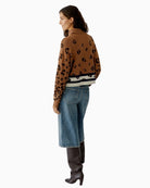 Back view of Oui pullover with all-over animal print pattern