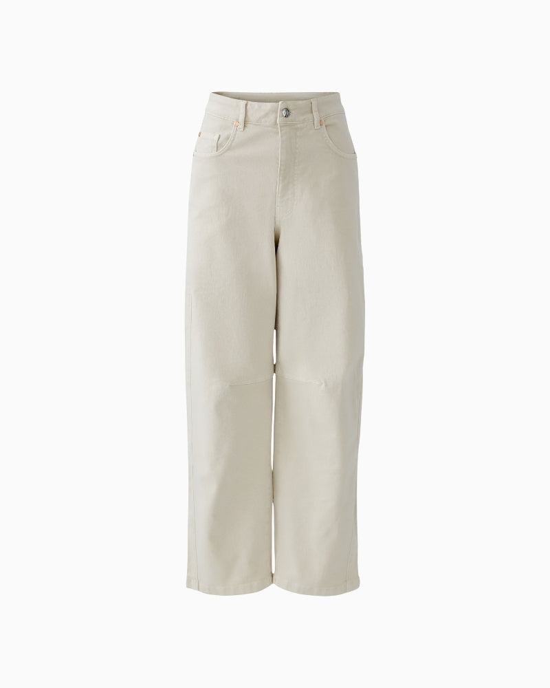 Off-white barrel fit jeans by Oui in cotton stretch denim