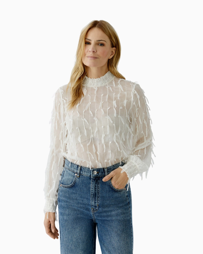 White blouse by Oui in lightweight polyester with relaxed fit