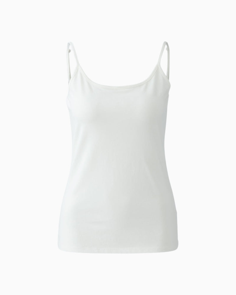 Oui white cotton-modal camisole with slim fit and adjustable straps