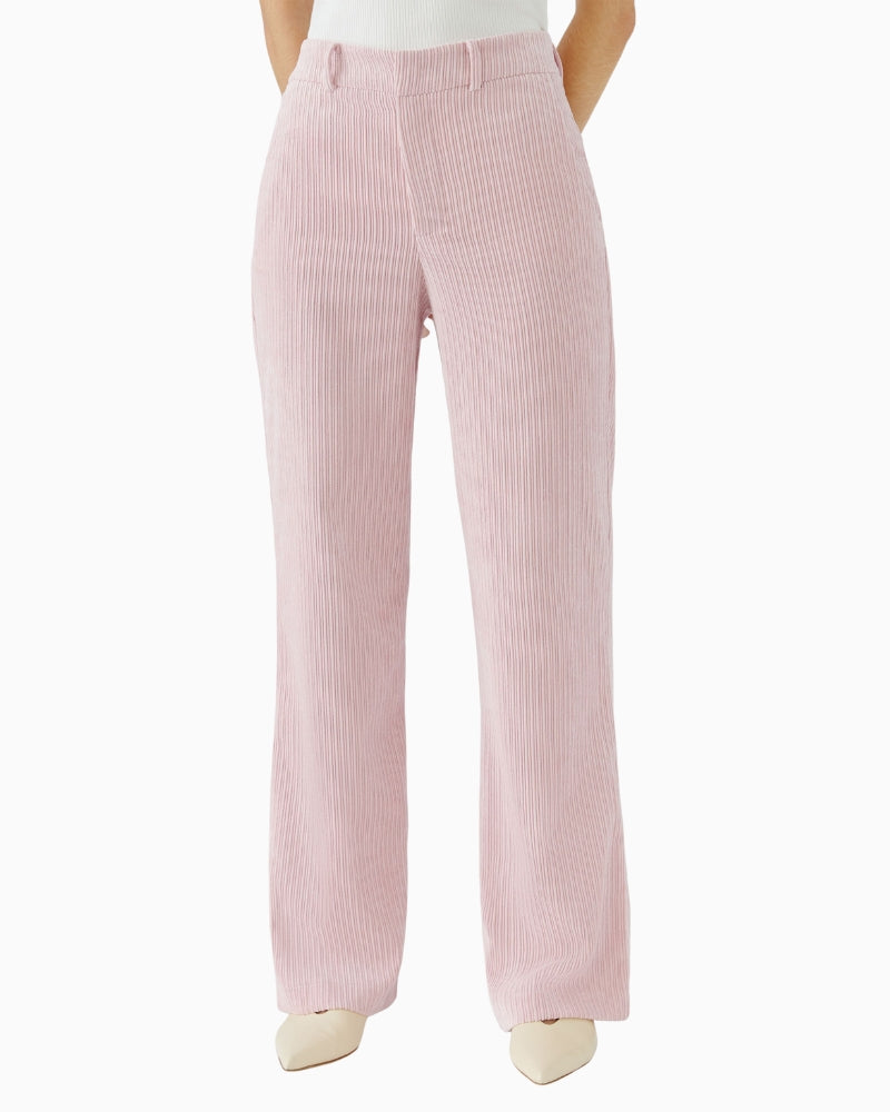 Mauve cord trousers by Oui in soft fine cord fabric with stretch