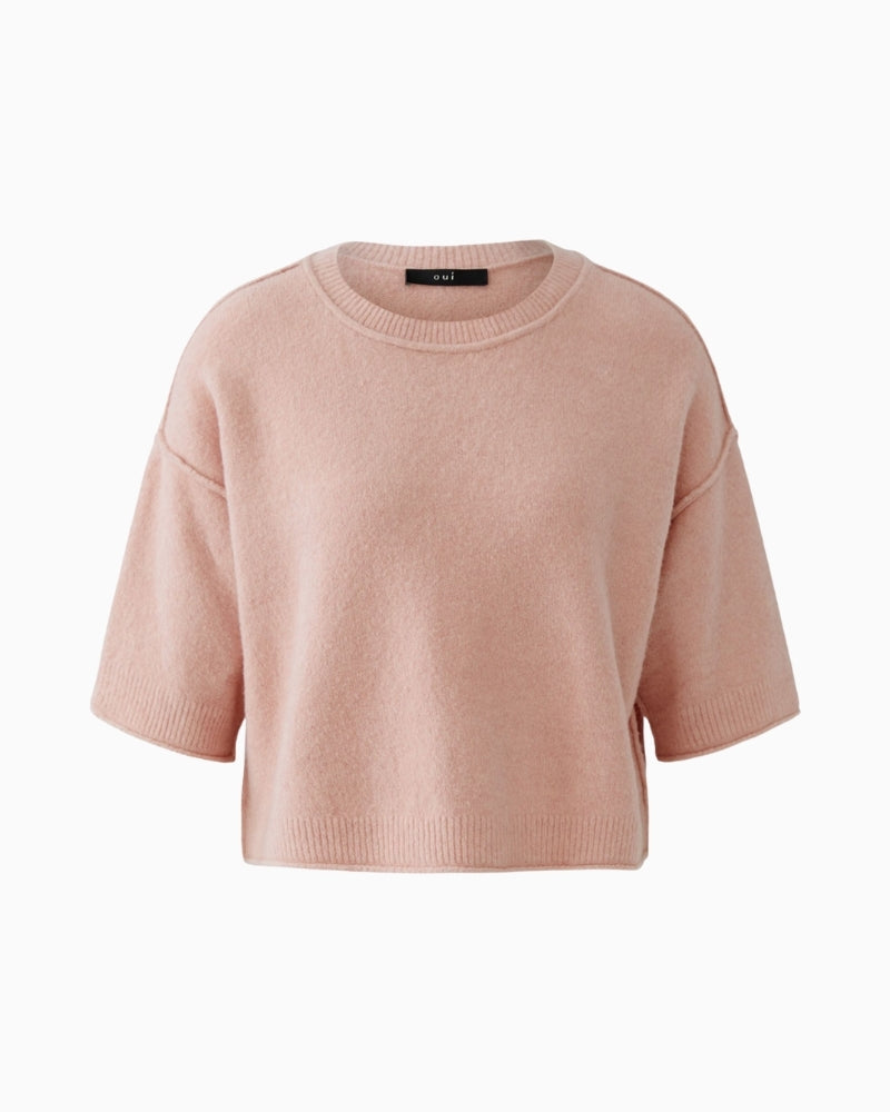 Oui dusty rose cozy pullover, front view – Áines Boutique