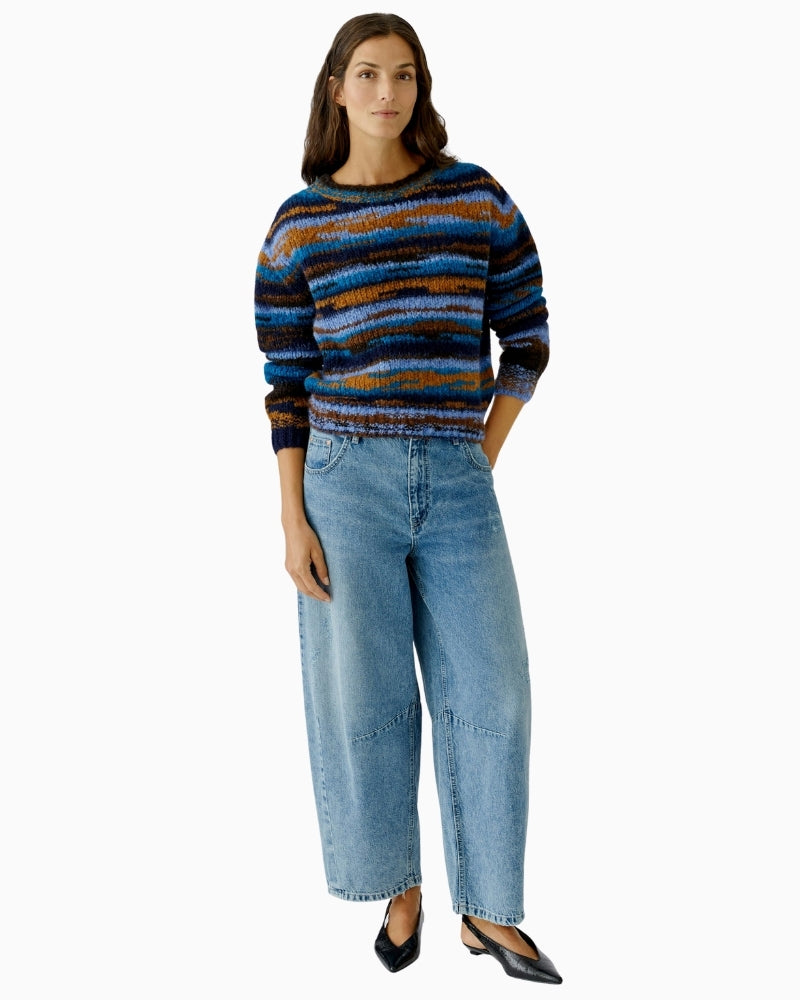 Oui oversized Italian sweater in wool blend with modern cropped shape