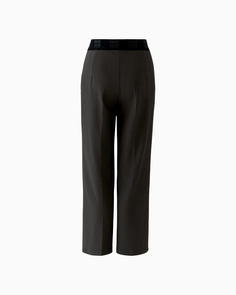 Back view of pull-on trousers in ottoman weave fabric