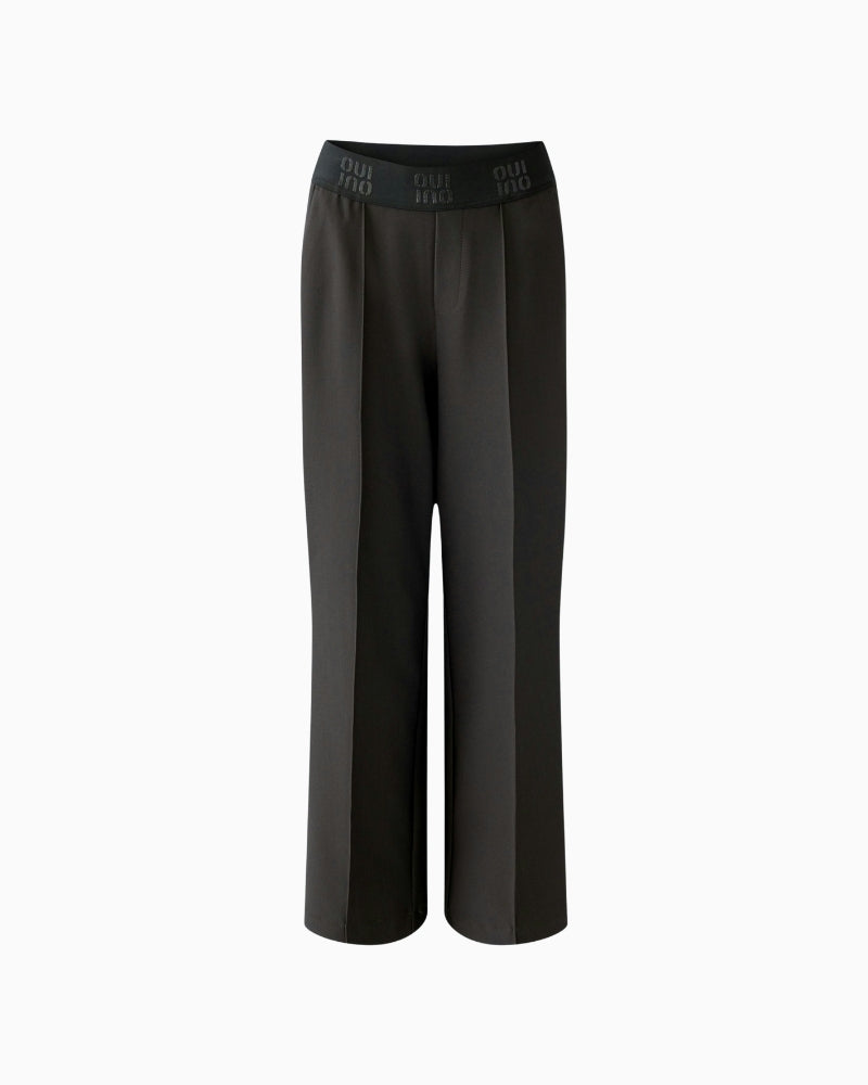 Oui espresso cropped culottes with elastic waistband and front crease
