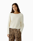 Oui Fellchen pullover in whitecap gray with faux fur outer and oversized fit