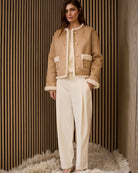 Oui Fellchen faux fur pullover styled casually with jeans