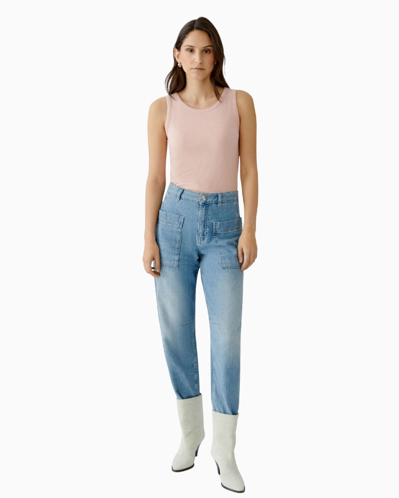 Oui Filiz ribbed top blush full view slim fit – Áines Boutique