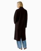 Back view of Oui wool coat with straight cut and centre vent