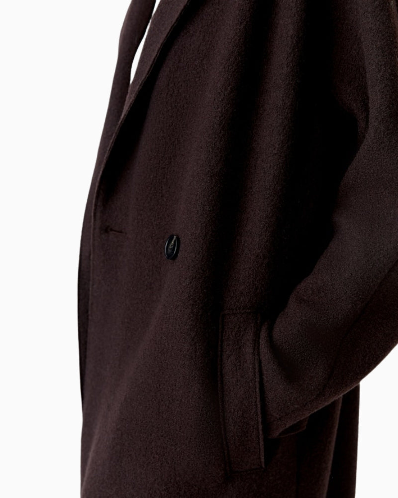 Close-up of horn-look buttons and Italian virgin wool texture