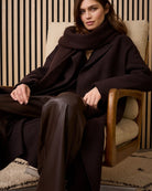 Oui Ganache winter coat in dark ganache brown with double-breasted front