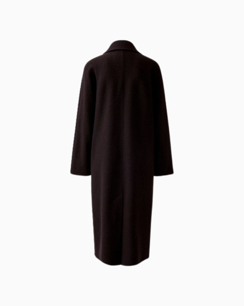 Back view of Oui wool coat with straight cut and centre vent