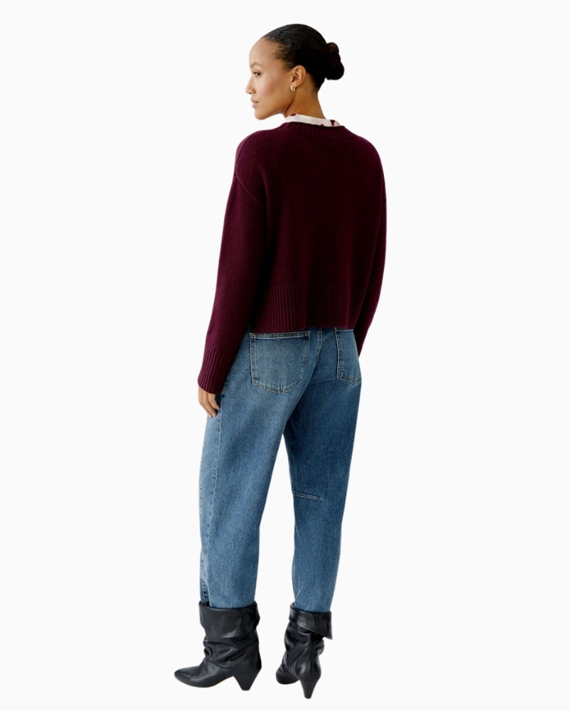Back view of Oui pullover showing overcut shoulders and relaxed fit