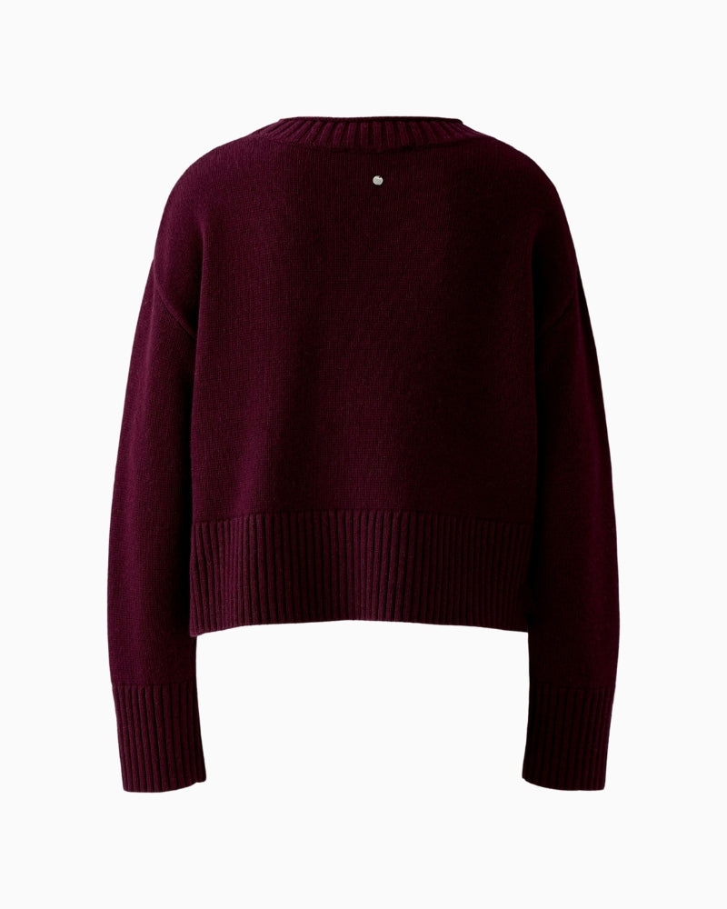 Back view of Oui pullover showing overcut shoulders and relaxed fit