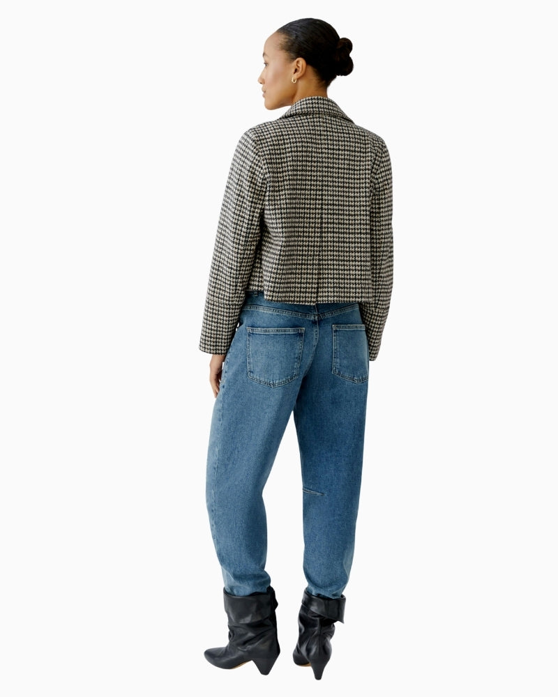 Back view showing centre slit and clean finish on unlined Oui jacket