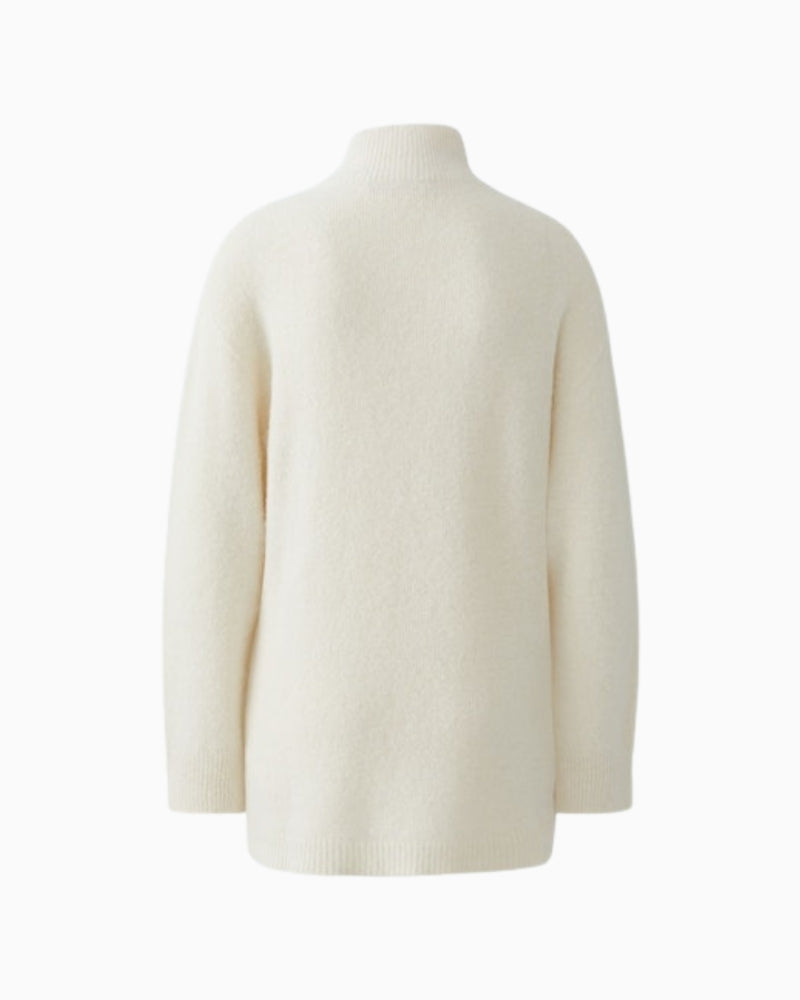 Back view of Oui alpaca blend pullover with longer length