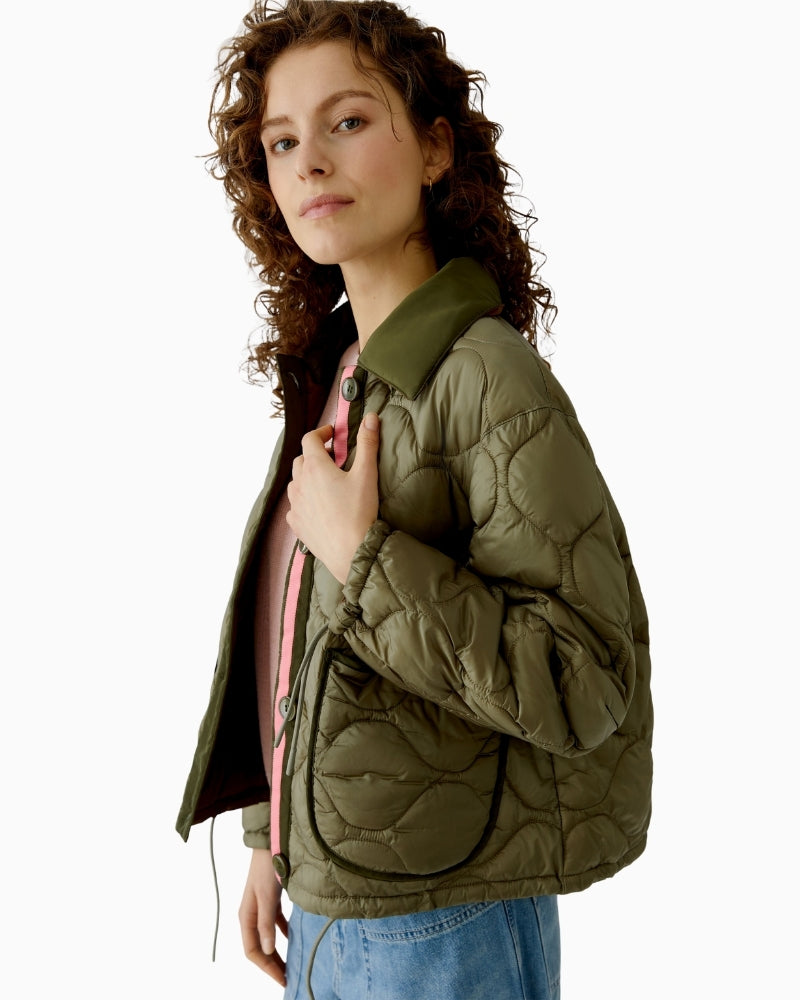 Oui reversible jacket, alternate colour side front view – Áines Boutique