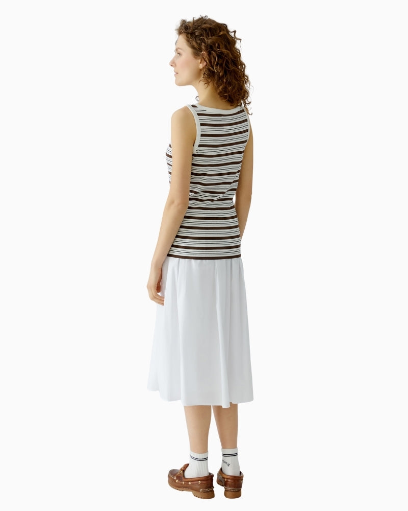 Oui ribbed tank top brown black side view wide strap detail – Áines Boutique