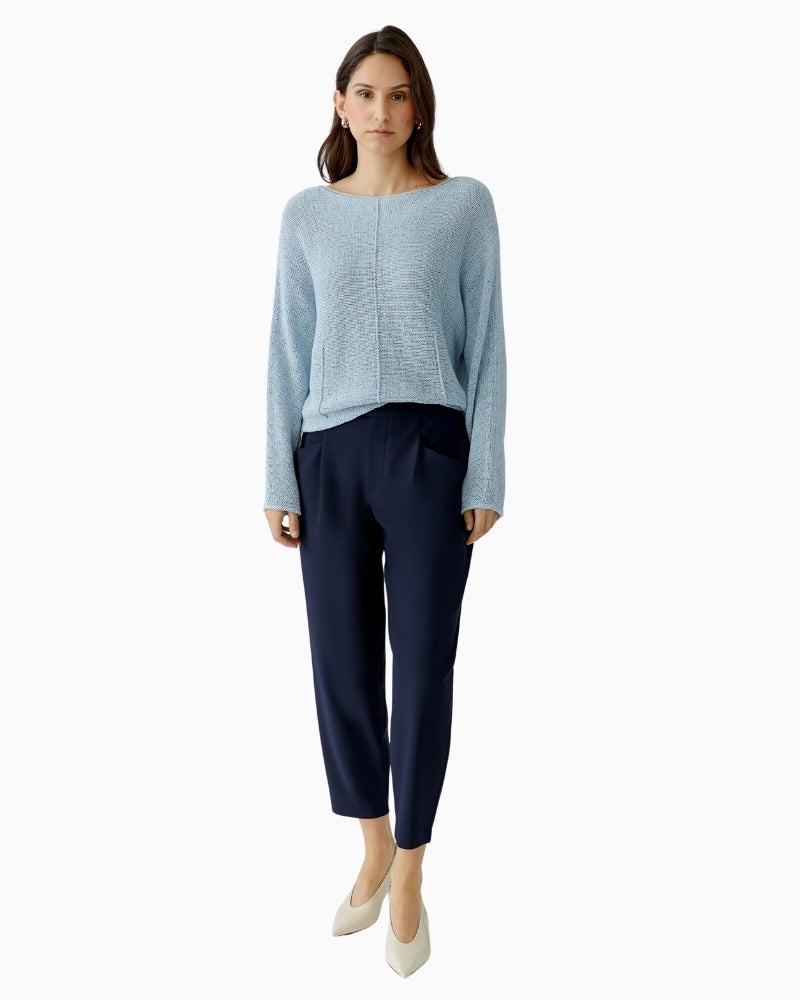 Oui ribbon yarn pullover blue full view cropped shape – Áines Boutique