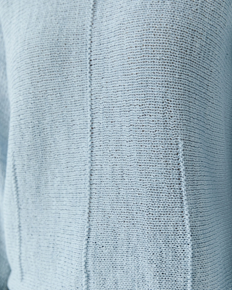 Oui ribbon yarn pullover blue close-up knit texture detail – Áines Boutique