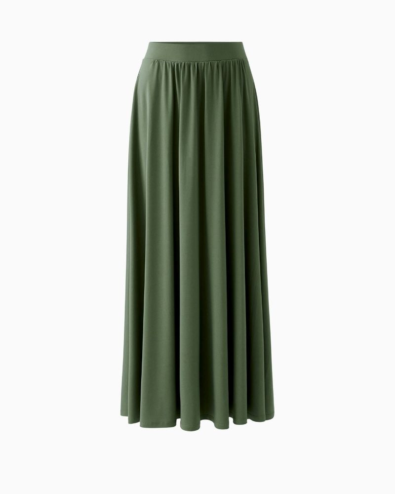 Front view of Oui Shaded Moss skirt with smooth drape and comfortable fit