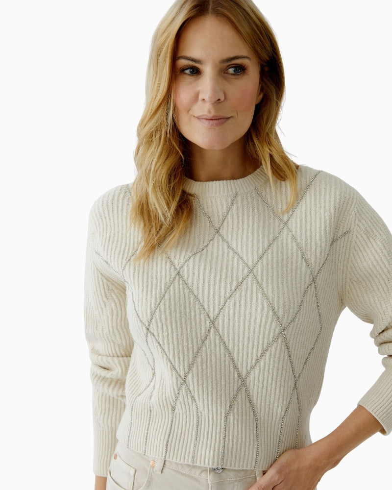 Woman wearing Oui knit pullover view – Áines Boutique