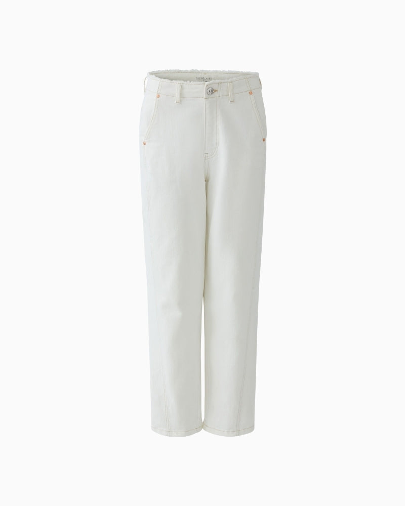 Oui The Relaxed white jeans, front view – Áines Boutique